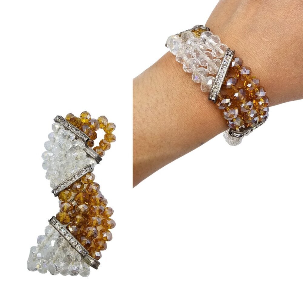 Fashion Crystal Beaded Stretchy Elastic Bracelet, One Size, New no Tags